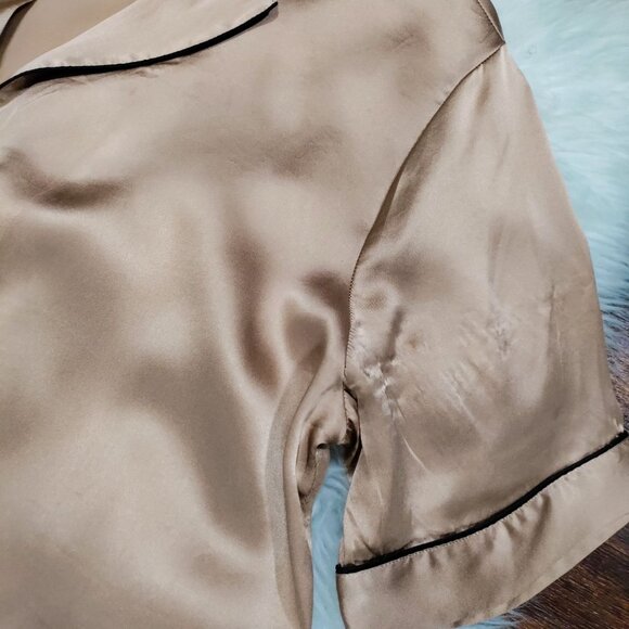 Intimissimi Soft Satin Piping Trim Short Sleeve Shirt & Shorts Pajama Set Size L - Picture 8 of 16